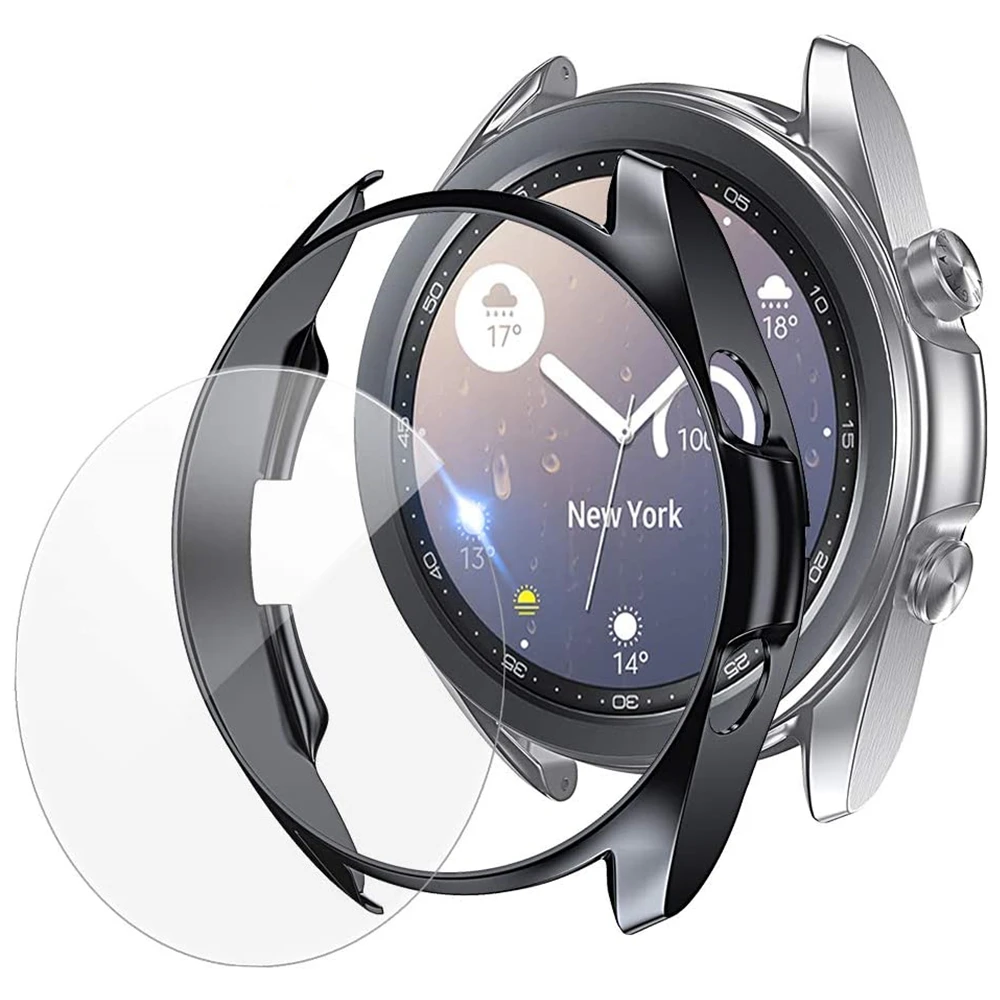 

case + film for samsung galaxy watch 3 45mm 41mm case cover and Tempered Glass screen protector for galaxy watch 3 film bumper