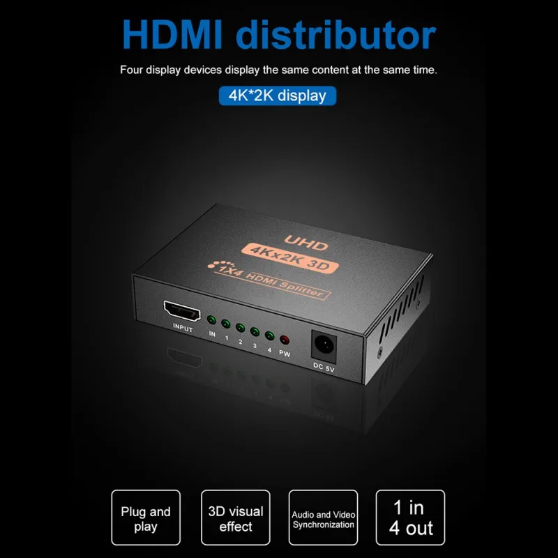 1 в 4 Full HD HDMI Сплиттер 4 порта концентратор повторитель адаптера усилитель видео адаптер концентратор