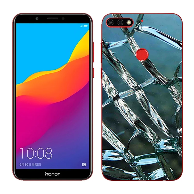 Матовый черный чехол для телефона Huawei Honor 7C Мягкий Силиконовый ТПУ с рисунком 5 7