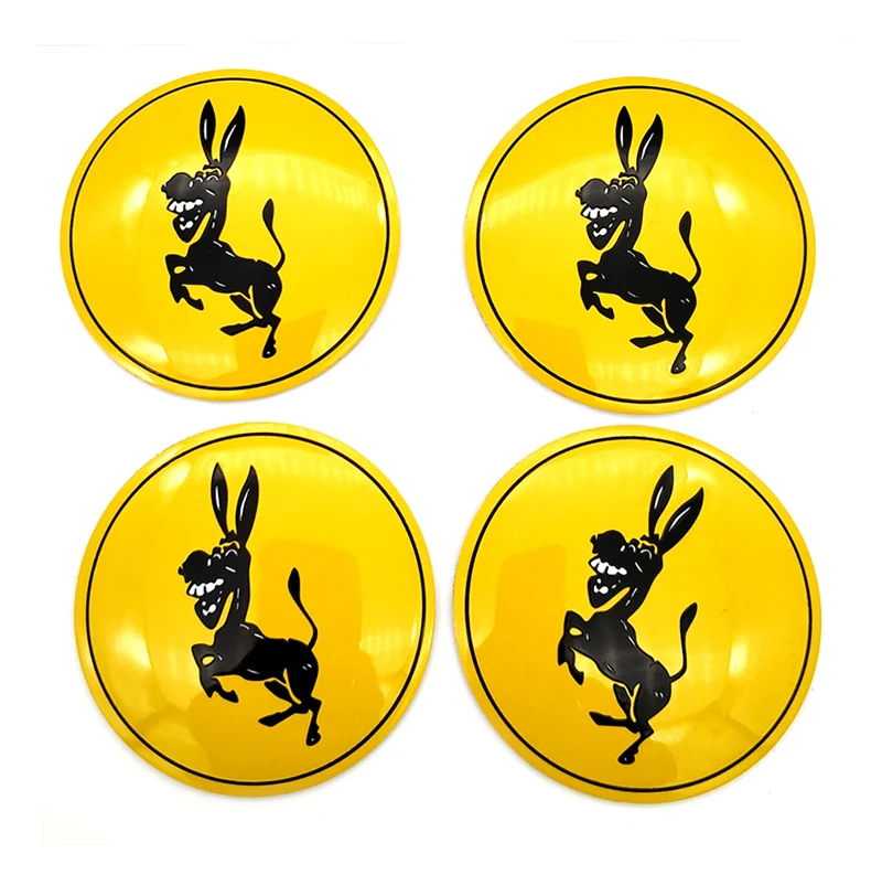 4 шт., 56,5 мм или 65 мм, логотип лошади или Ослика, сплав, крышка ступицы колеса, наклейка, 3D эмблема, колесные диски, автомобильный значок Boday для Ferrari - Цвет: Donkey Logo Yellow