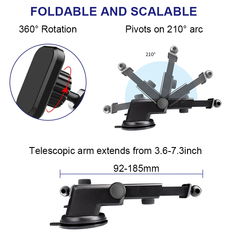 XMXCZKJ Универсальный магнитный держатель телефона для iPhone Xs Max X 8 Телескопическая присоска Лобовое стекло автомобиля Приборная панель Крепление с колыбелью