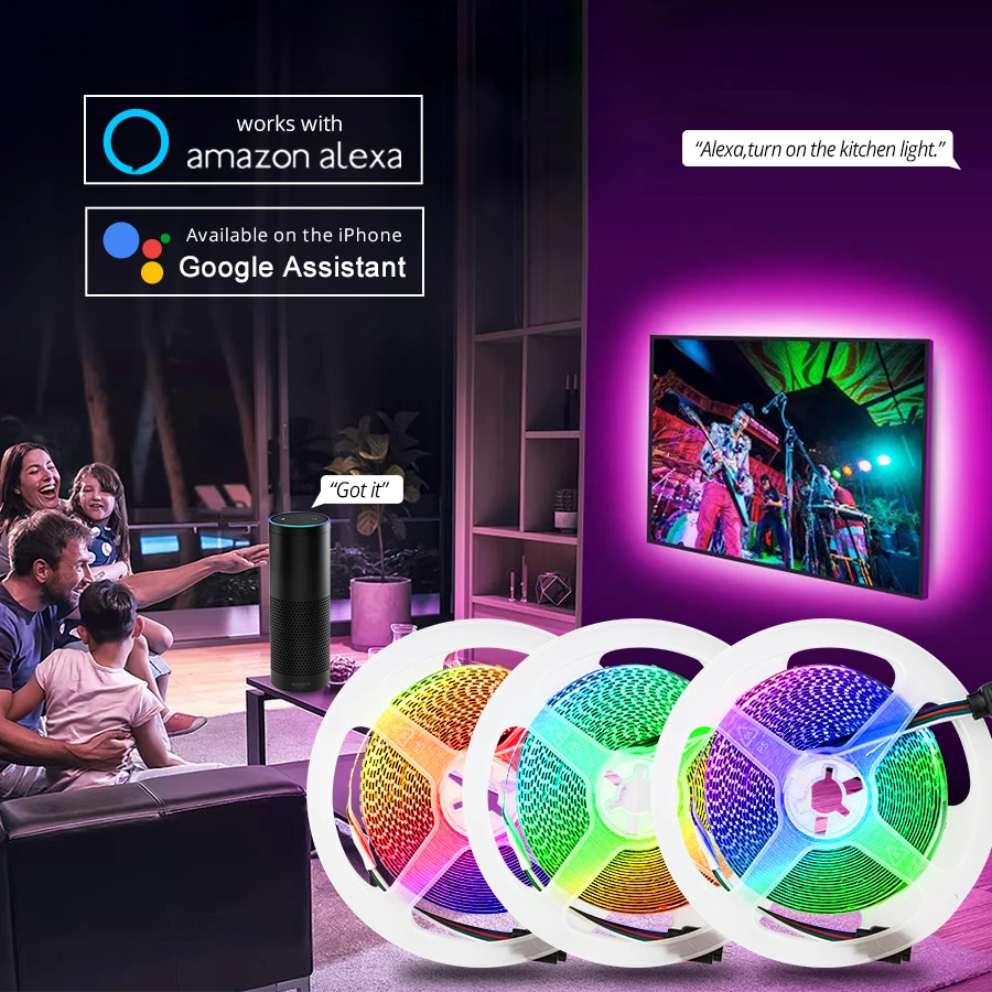 RGB светодиодный wifi ленточный светильник SMD 2835 5 м RGB лента DC12V/24 В ленточный диодный светодиодный светильник Гибкая полоса лампа ИК wifi контроллер