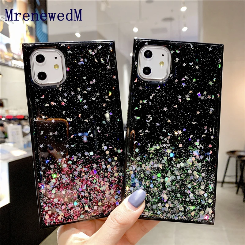 MrenewedM Luxury Square Shockproof Bling Silicone Case For iPhone 11 Pro SE2 6S 7 8 Plus XR XS Max Non-slip Bumper Glitter Cover MrenewedM Luxury Square Shockproof Bling Silicone Case For iPhone 11 Pro SE2 6S 7 8 Plus XR XS Max Non-slip Bumper Glitter Cover