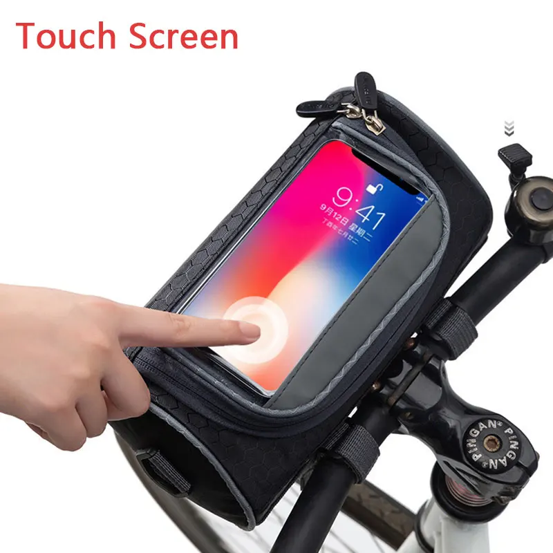 Sacoche De Cadre Vélo Support De Téléphone Sacoche De Guidon Écran Tactile Avec Housse De Pluie
