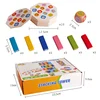 Wooden Rainbow Blocks Stack Children Toys Stacking Tower Dice Colors Matching Board Game Sensory Game Montessori Educational Toy 6