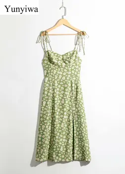 

Women's Dress 2020 New Sunflower Long Style Sling Dress Women Sexy Spaghetti Strap Club Dresses Elegant Summer Clothes Vestidos