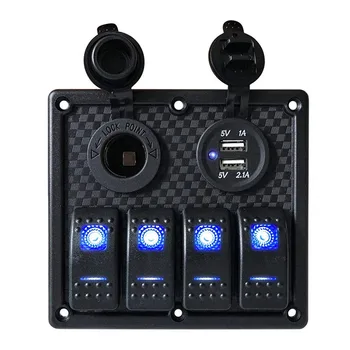 Led Breaker Interior Control DIY Rocker Switch Panel 12V Waterproof 8 Gang Overload Protection Truck Digital Display Car Boat