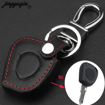 

jingyuqin Replacement Remote Fob 1 Buttons Car Key Shell Styling Cover Leather Case For Renault Megane Clio Scenic IR Keychain