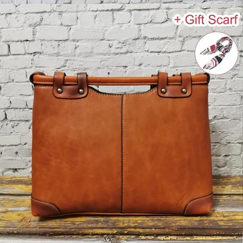 

New Vintage Genuine Leather Ladies Shoulder Messenger Bags Luxury Designer Women Top Handle Handbags Female Business Casual Tote