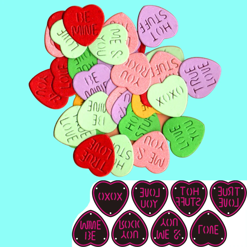 Heart Love Words Metal Cutting Die Peach heart characters Stencil Template for Scrapbooking Paper Album Card Gift Decor | Дом и сад