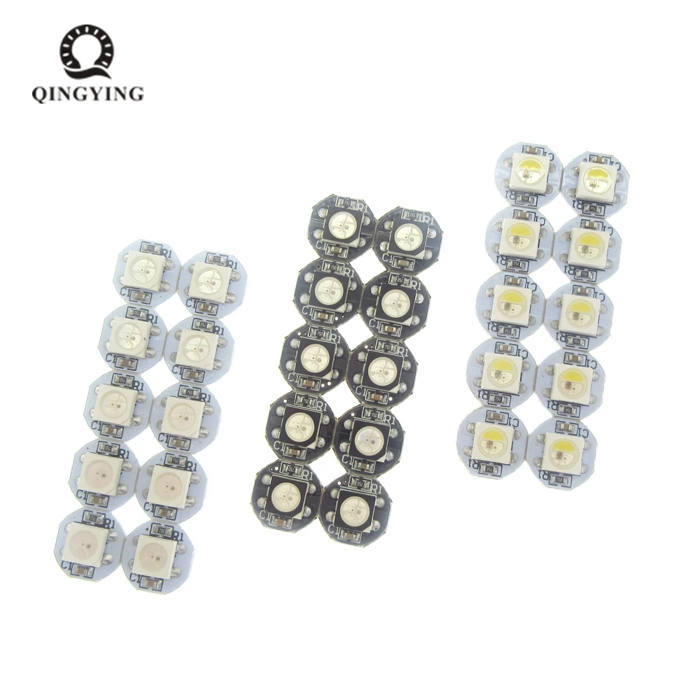 

5-50PCS DC 5V WS2812b WS2812 SK6812 LED Chip 5050 SMD RGB RGBW Black / White Round PCB Board Heatsink 9.6mm Diameter WS2811 IC