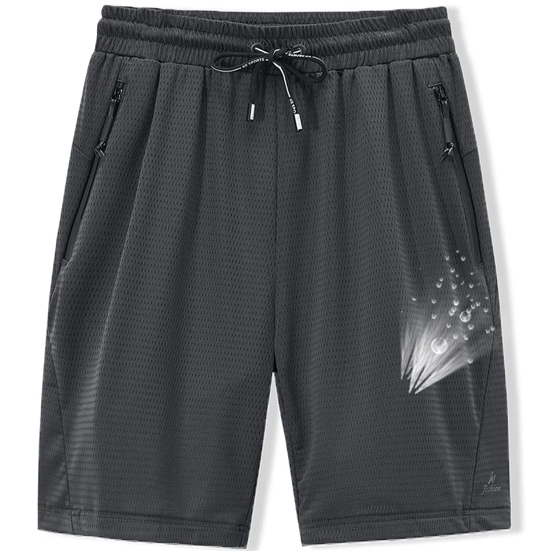 Sweat Shorts Clothing Mesh Grey Spandex Nylon Black Big-Size Summer 6XL 8XL Breeches