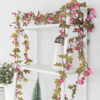 

Long Artificial Flowers Garland String High Quality Rose Silk Flower for Wedding Arch Home Backdrop Decor Tube Fake Flower Vine