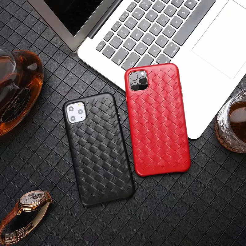 

Woven Grain Sheep Leather Phone Case for Apple IPhone 11 Pro Max Luxury Genuine Cover Thin and Light Fashion Business Style