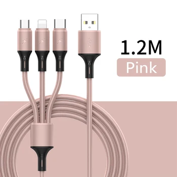 

For IPhone/Micro USB/Type C New 3-in-1 Liquid Silicone Data Cable Charging Cable 1.2M Universal Charging Cables For Phone