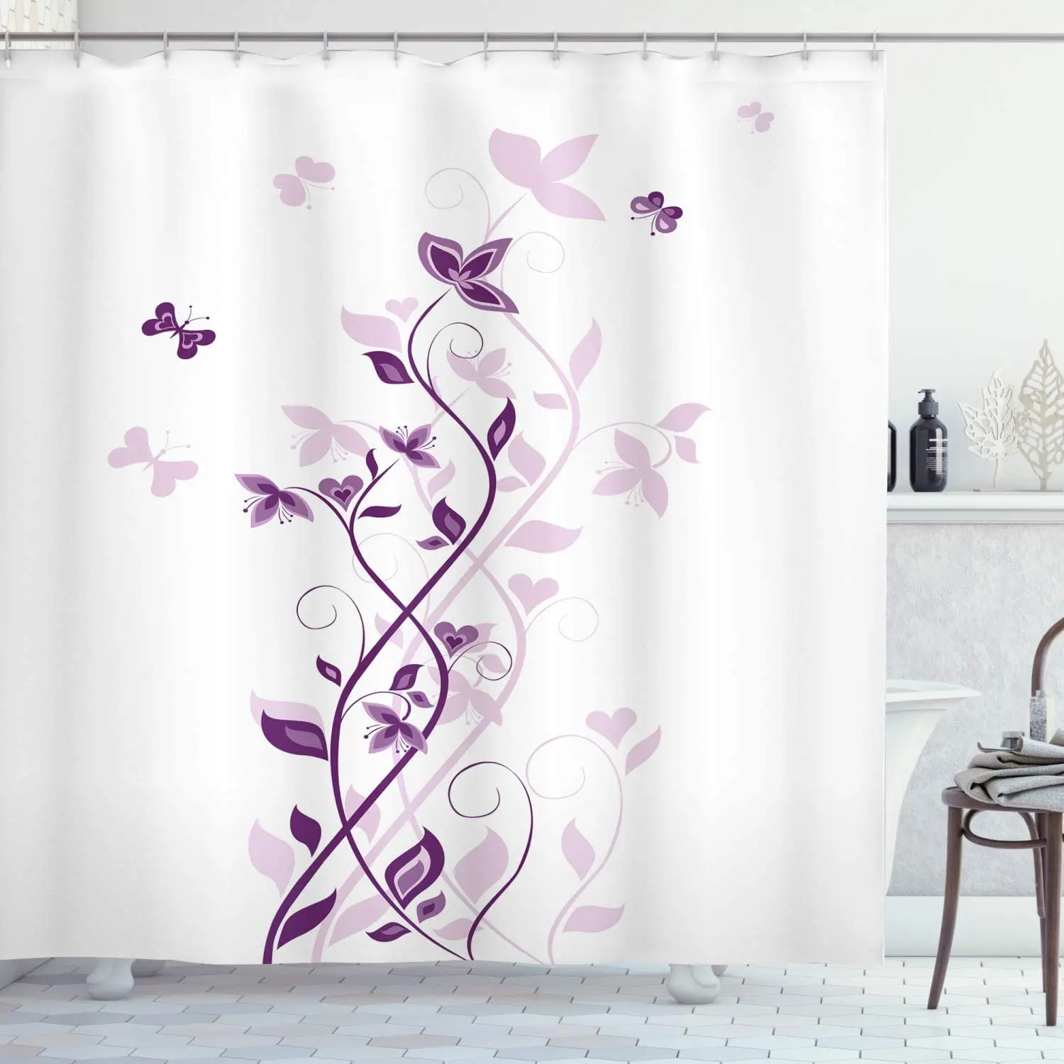 72" Butterfly Funny Dachshund Dog Polyester Waterproof Fabric Shower Curtain Set 
