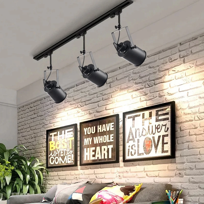 Retro E27 LED Track Light Wall or Ceiling mount Industrial Spotlight Rail Lamp for Barn Gallery Clothes shop store spot lighting afbeelding