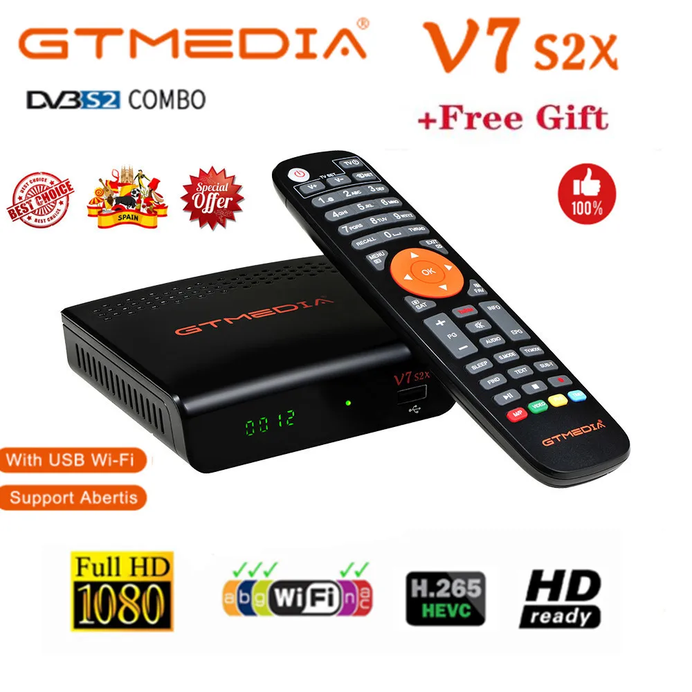 Receptor gtmedia V7 S2X with USB wifi free H.265 digital DVB-s2 satellite receiver 1080P gtmedia V7S2X upgrade gtmeida V7s hd