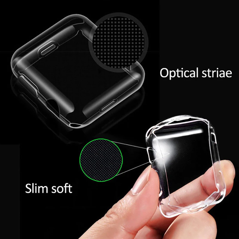 Slim TPU Screen Protector case Cover For Apple Watch Series 5 4 3 2 Soft Clear Case for iWatch case apple 4 40mm 40mm 38mm 44mm
