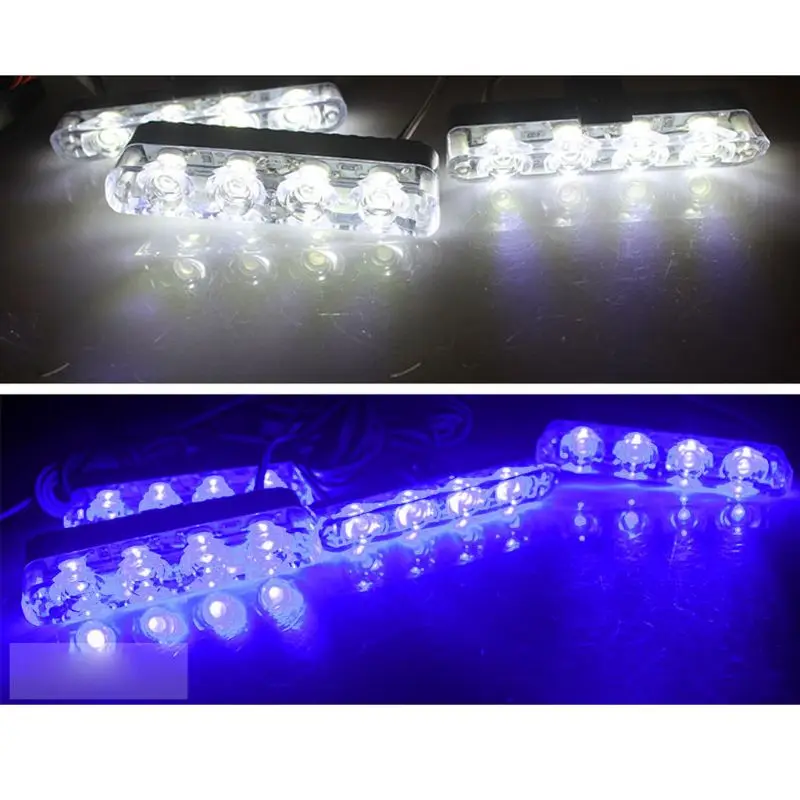 Red Blue Yellow White Auto car Front Grille Emergency Flash Warning light LED Strobe Light 3 Mode for Police Firefighter T8WF