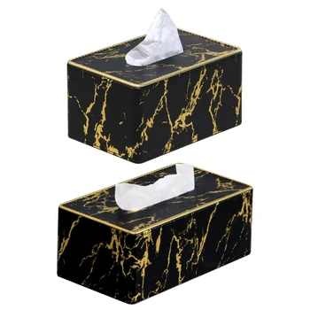 

Leather Marble Tissue Box Desktop Paper Towel Holder Napkin Storage Container E7CB