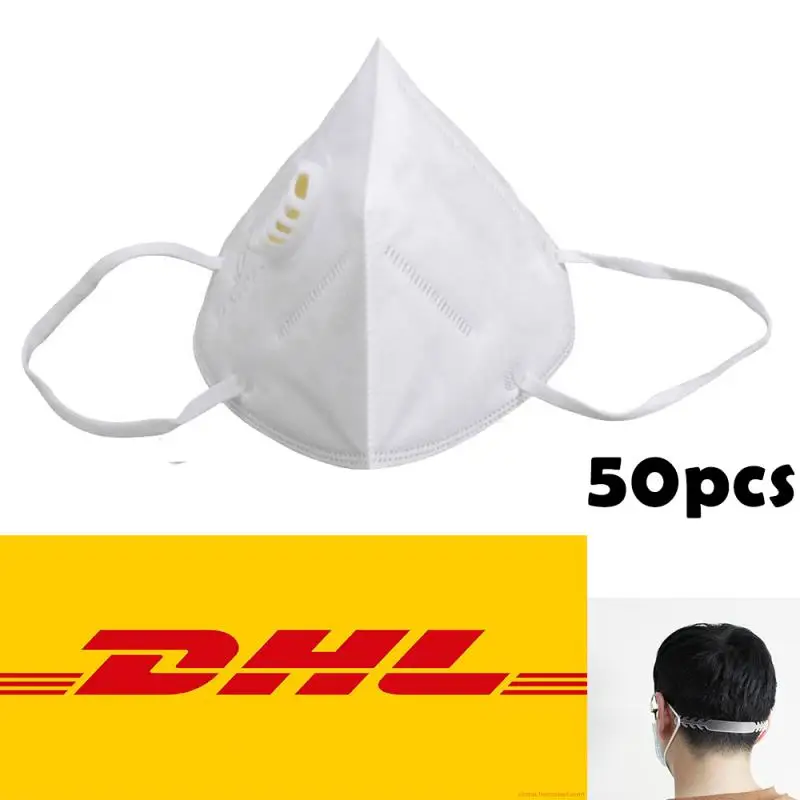 

50pcs KN95 mask head wearing or ear wearing with adjustable extension buckle N95 protective mask with breathing valve DHL