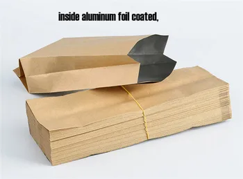 

100pcs/pack Kraft Paper Side Gussets Bag Food Snack Tea Packaging Bag Open Top Heat Sealing Storage Pouches