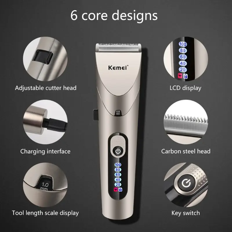 

Electric Hair Trimmers Professional Cordless Rechargeable Hair Clipper Razor Cutter Barber Shaver