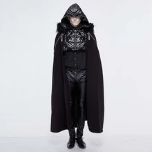 Devil Модные мужские Длинные куртки в стиле стимпанк рок, пальто, зимний длинный плащ с капюшоном, накидка с металлическими цепочками, зимний длинный плащ