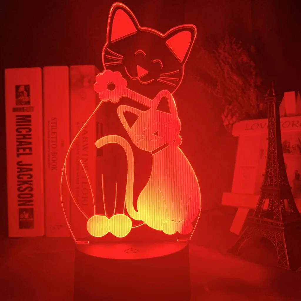 

Romantic 2 Cats Colorful Baby Night Light Led Touch Sensor Usb and Battery Powered Nightlight for Home Decoration Bedside Lamp
