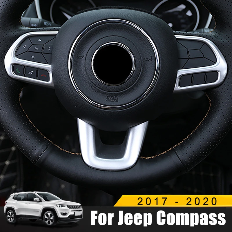 Abs Chrome Carbon Fiber Steering Wheel Cover Trim Stickers For Jeep
