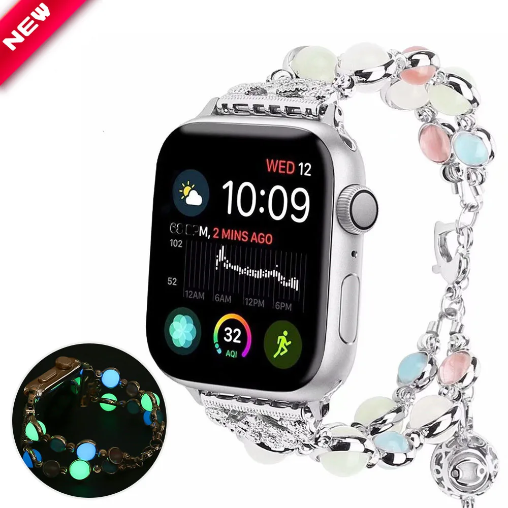Ремешок ручной работы для Apple Watch Band 44/42/40/38 мм браслет iWatch Series 5 4 3 2 1 Женский ночник