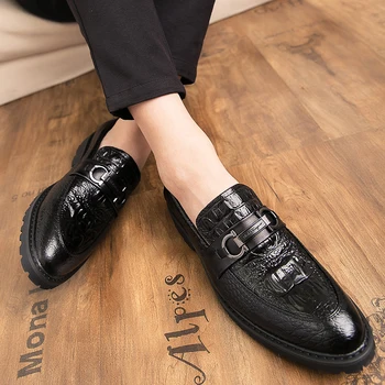 

Fashion Handmade Man Casual Shoes slip on Leather breathable Comfortable Loafers Designer Men's Party Office Flats moccasins