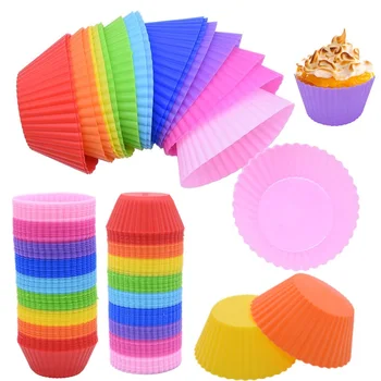 

12pcs/Set Silicone Cake Mold Round Shaped Muffin Cupcake Baking Molds Kitchen Cooking Bakeware Maker DIY Cake Decorating Tools