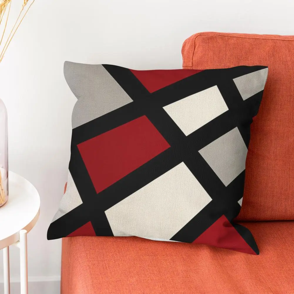 

Cushion Cover Lightweight Pillow Case Polyester Wide Application Useful 18 Inch Geometric Abstract Sofa Pillow Case