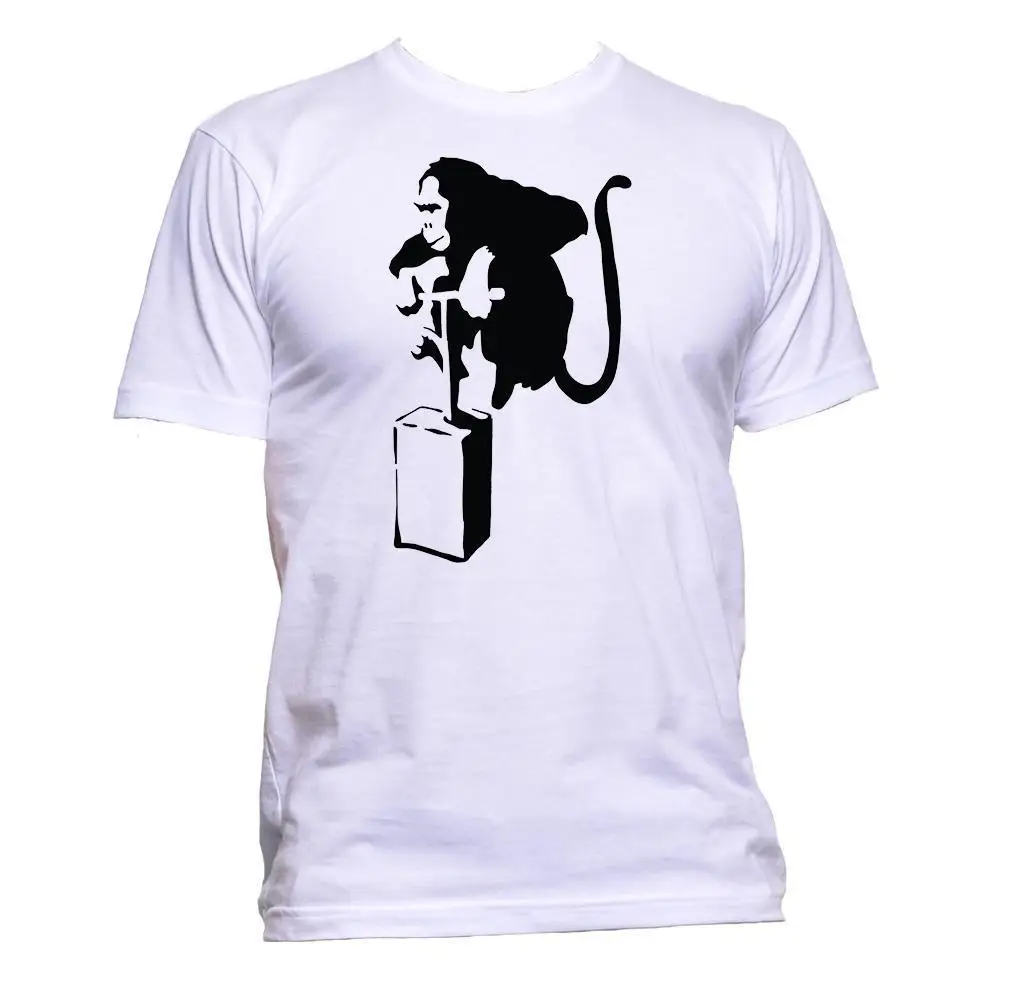 2019 New Men's T Shirt Banksy Monkey Graffiti T-Shirt Mens Womens Unisex Fashion Comedy Cool Funny Gift Print | Мужская одежда