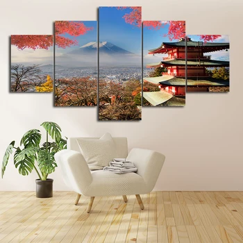 

Mount Fuji Pagoda Canvas Painting Japan Mount Fuji Landscape Poster Prints Morden Home Living Room Decoration Wall Art Painting