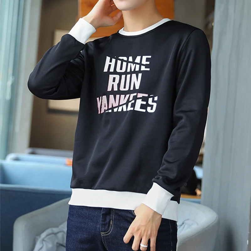 Letter Print O neck Oversized 2019 Autumn Winter men T shirt long Sleeve plus size 3xl Korean style minimalist student clothes Letter Print O neck Oversized 2019 Autumn Winter men T shirt long Sleeve plus size 3xl Korean style minimalist student clothes