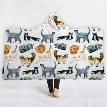 

animals Zodiac 3D Printed Plush Hooded Blanket for Adults Kid Warm Wearable Fleece Throw Blankets B97