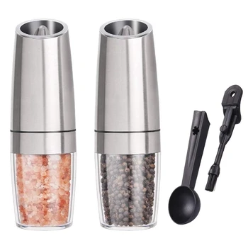 

Gravity Electric Salt and Pepper Grinder Set Of 2, Battery Powered Pepper Shakers, Automatic Pepper Mills with Led Light, Adjust