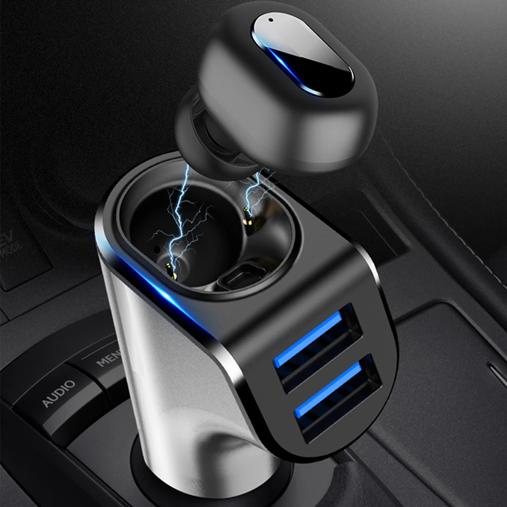 2 в 1 двойной USB мини Bluetooth телефон аксессуары быстрая зарядка, автомобильное зарядное устройство Путешествия Тип вкладыши беспроводной, защита от потери с микрофоном