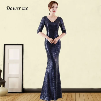 

Evening Dresses Long GDX289 Sparkling Sequins V-neck Evening Dress For Women 2020 Half Sleeve Mermaid Zipper Robe De Soiree