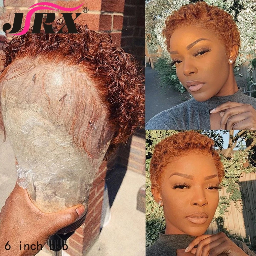 Ginger Pixie Cut Lace Wigs Short Curly Bob Human Hair Wigs For Black