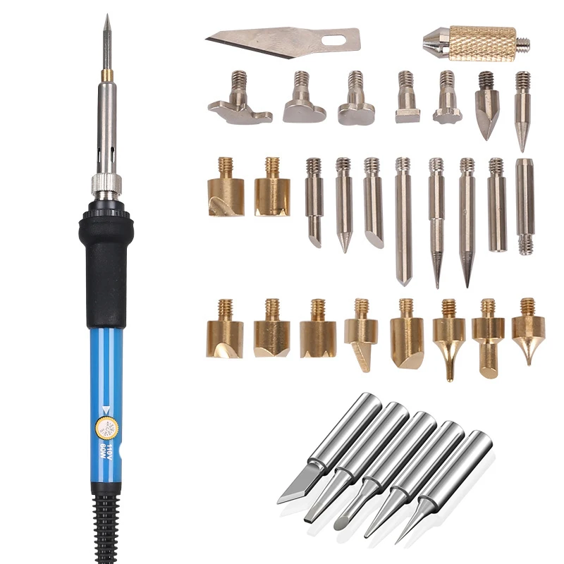 

1/ 28/ 33 pcs Regulated Temperature Electric Welding Soldering Iron Kit Carving Pyrography Tool Wood Embossing Burning Pen Set