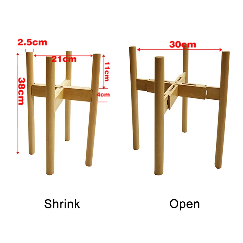 Adjustable Plant Stand Holder Rack Wooden Sturdy Convenient And Quick Save Space for Flower Potted Indoor Outdoor 38X30cm TB