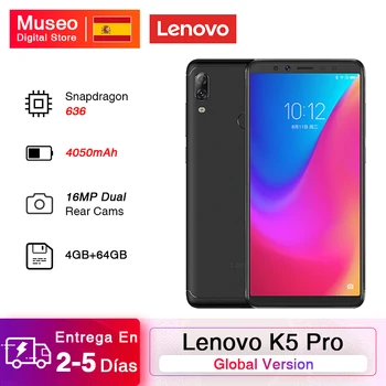 

Global Version Lenovo K5 Pro Snapdragon 636 Octa Core 4GB 64GB Smartphone Quad Cameras 5.99 inch Screen 4050 mAh 4G Phones