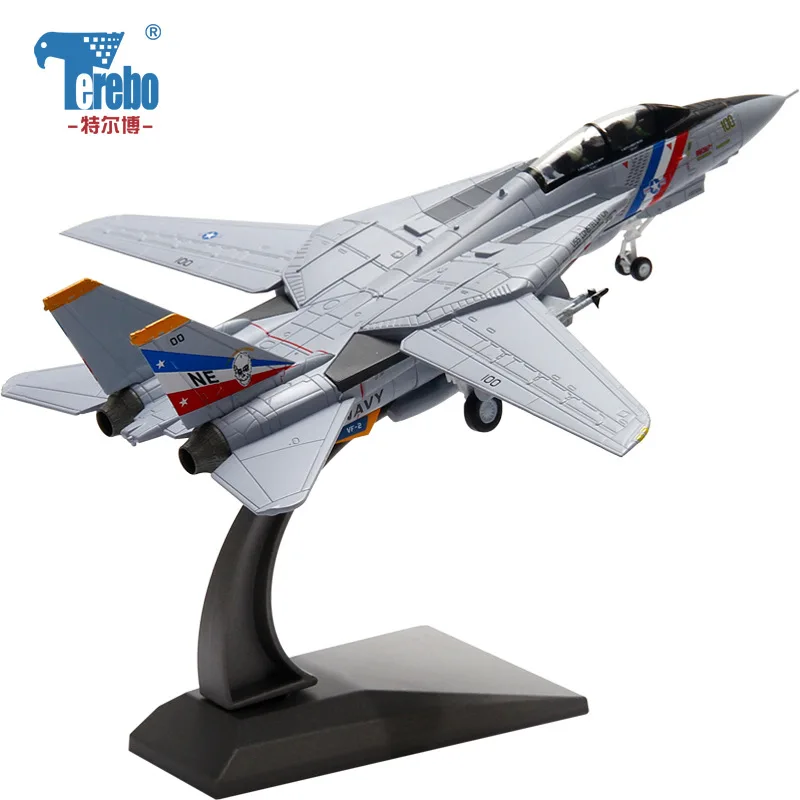 

Terebo 1:100 F14 Tomcat Aircraft Model Alloy Simulation Fighter Military Model Finished Decoration collection gift