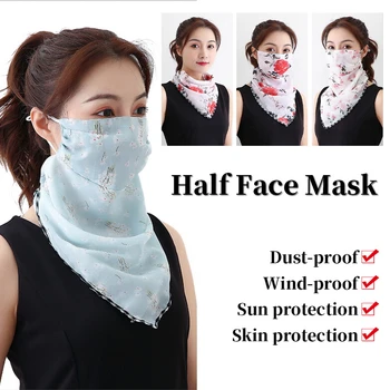 

2020 New Sunscreen Summer Neck Cover Thin Summer Breathable Silk Scarf Full Covering Chiffon Triangle Scarf Outdoor Riding