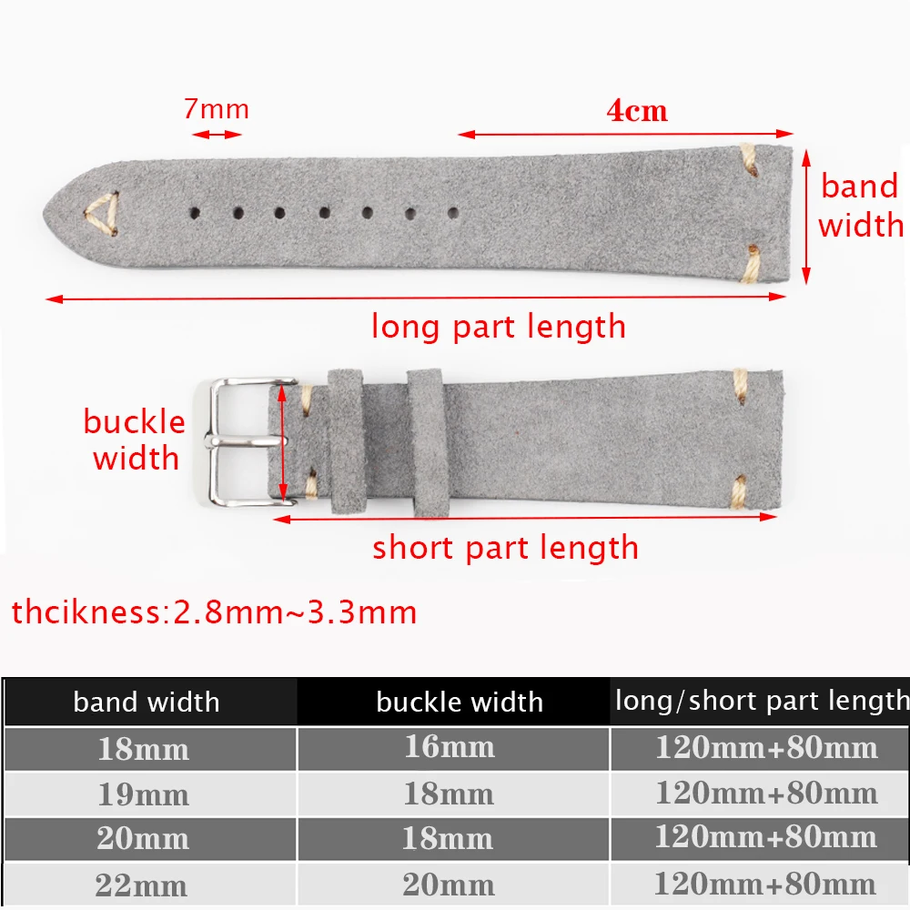 Handcrafted Suede Leather Watch Strap with Quick Release – Retro Style, Various Widths