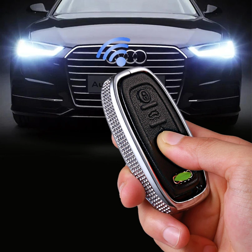 Металл+ кожа модный люксовый со стразами ключа автомобиля чехол Обложка для Audi B6 B7 B8 A3 A4 A5 A6 A7 A8 Q5 Q7 R8 TT S5 S6 S7 S8 SQ5 RS5